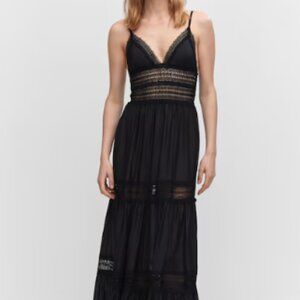 Black Maxi Dress with Lace Detail
